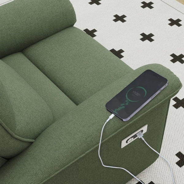 English Elm Wall Hugger Power Recliner Velvet Armchair with USB Charging for Small Spaces W1028S00064