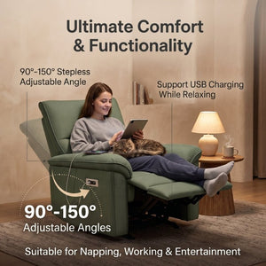 English Elm Wall Hugger Power Recliner Velvet Armchair with USB Charging for Small Spaces W1028S00064