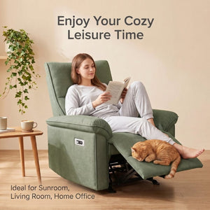 English Elm Wall Hugger Power Recliner Velvet Armchair with USB Charging for Small Spaces W1028S00064