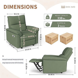 English Elm Wall Hugger Power Recliner Velvet Armchair with USB Charging for Small Spaces W1028S00064
