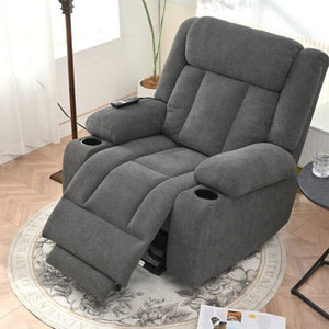 English Elm Power Lift Recliner Velvet Chair with Extended Footrest and Remote for Living Room Dark Gray W1028S00065