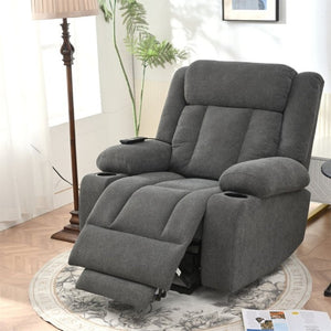 English Elm Power Lift Recliner Velvet Chair with Extended Footrest and Remote for Living Room Dark Gray W1028S00065
