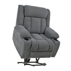 English Elm Power Lift Recliner Velvet Chair with Extended Footrest and Remote for Living Room Dark Gray W1028S00065