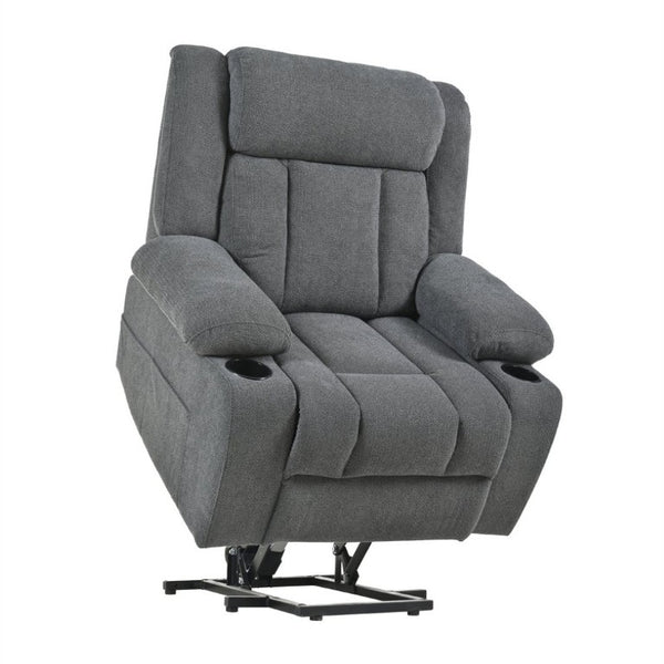 English Elm Power Lift Recliner Velvet Chair with Extended Footrest and Remote for Living Room Dark Gray W1028S00065