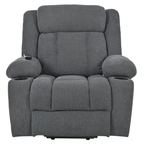 English Elm Power Lift Recliner Velvet Chair with Extended Footrest and Remote for Living Room Dark Gray W1028S00065