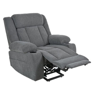 English Elm Power Lift Recliner Velvet Chair with Extended Footrest and Remote for Living Room Dark Gray W1028S00065