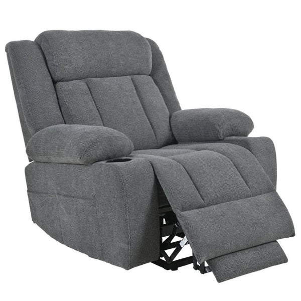 English Elm Power Lift Recliner Velvet Chair with Extended Footrest and Remote for Living Room Dark Gray W1028S00065