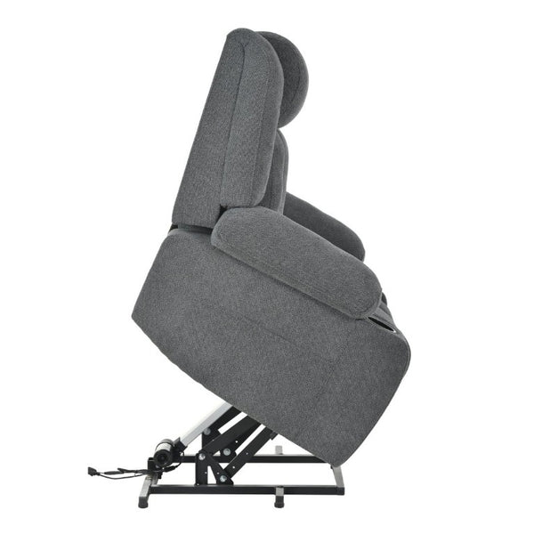 English Elm Power Lift Recliner Velvet Chair with Extended Footrest and Remote for Living Room Dark Gray W1028S00065