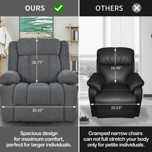 English Elm Power Lift Recliner Velvet Chair with Extended Footrest and Remote for Living Room Dark Gray W1028S00065