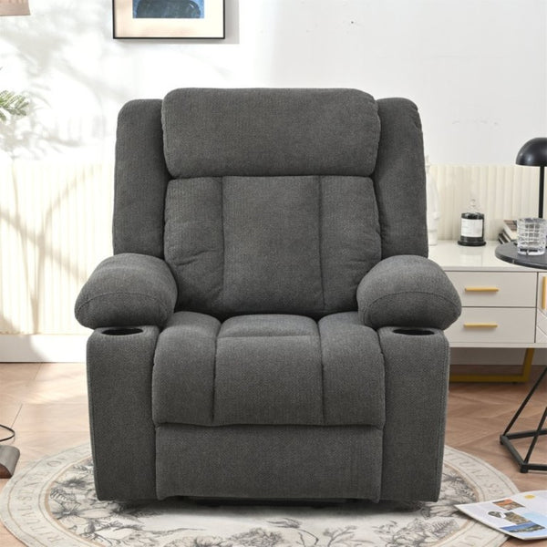 English Elm Power Lift Recliner Velvet Chair with Extended Footrest and Remote for Living Room Dark Gray W1028S00065