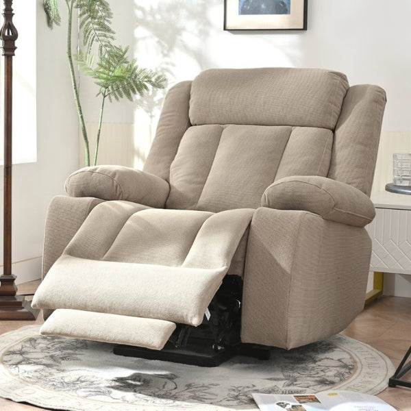 English Elm Power Lift Recliner Velvet Chair with Extended Footrest and Remote for Living Room Brown W1028S00066