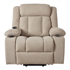 English Elm Power Lift Recliner Velvet Chair with Extended Footrest and Remote for Living Room Brown W1028S00066