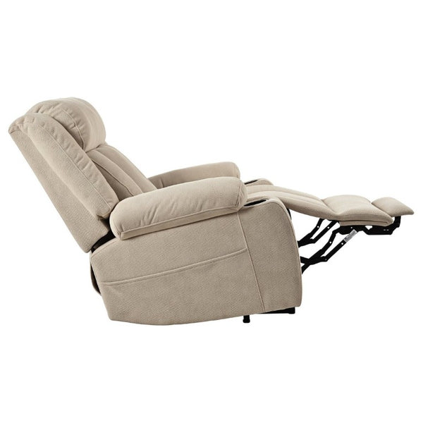 English Elm Power Lift Recliner Velvet Chair with Extended Footrest and Remote for Living Room Brown W1028S00066