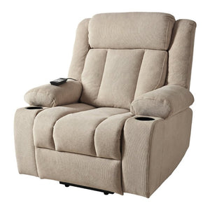 English Elm Power Lift Recliner Velvet Chair with Extended Footrest and Remote for Living Room Brown W1028S00066