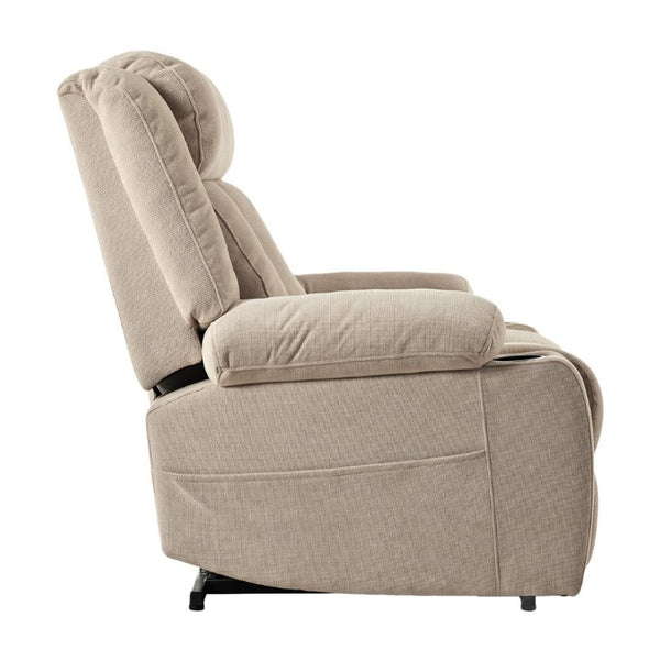 English Elm Power Lift Recliner Velvet Chair with Extended Footrest and Remote for Living Room Brown W1028S00066