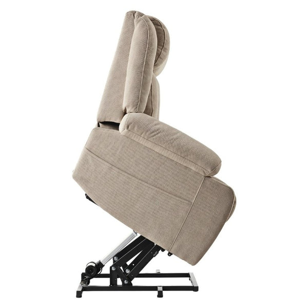 English Elm Power Lift Recliner Velvet Chair with Extended Footrest and Remote for Living Room Brown W1028S00066