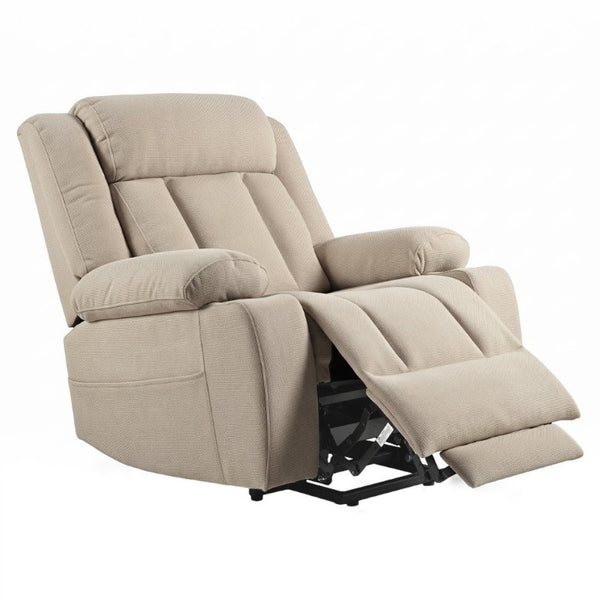 English Elm Power Lift Recliner Velvet Chair with Extended Footrest and Remote for Living Room Brown W1028S00066