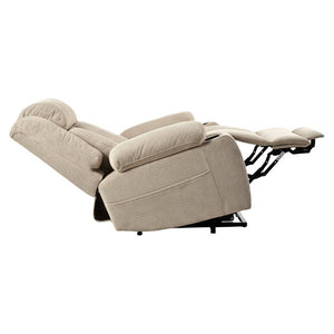 English Elm Power Lift Recliner Velvet Chair with Extended Footrest and Remote for Living Room Brown W1028S00066