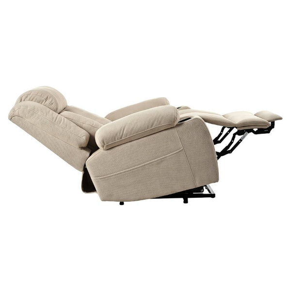 English Elm Power Lift Recliner Velvet Chair with Extended Footrest and Remote for Living Room Brown W1028S00066