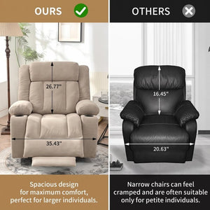 English Elm Power Lift Recliner Velvet Chair with Extended Footrest and Remote for Living Room Brown W1028S00066