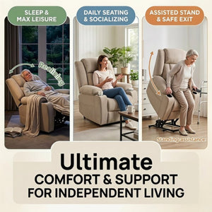 English Elm Power Lift Recliner Velvet Chair with Extended Footrest and Remote for Living Room Brown W1028S00066