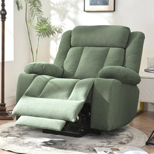 English Elm Power Lift Recliner Velvet Upholstered Chair with Extended Footrest and Cup Holders W1028S00067