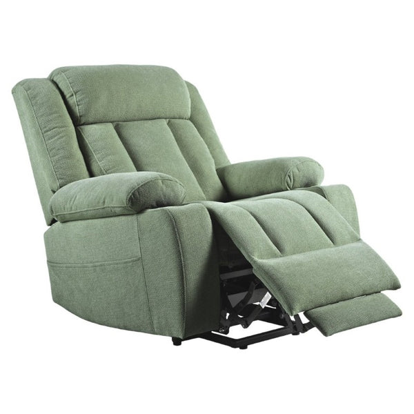English Elm Power Lift Recliner Velvet Upholstered Chair with Extended Footrest and Cup Holders W1028S00067