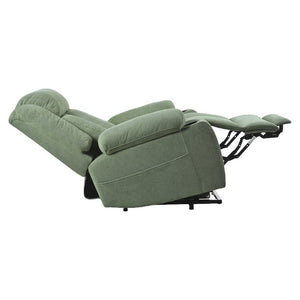 English Elm Power Lift Recliner Velvet Upholstered Chair with Extended Footrest and Cup Holders W1028S00067