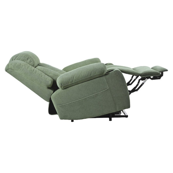 English Elm Power Lift Recliner Velvet Upholstered Chair with Extended Footrest and Cup Holders W1028S00067