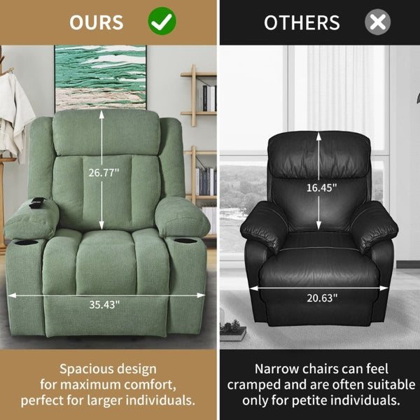 English Elm Power Lift Recliner Velvet Upholstered Chair with Extended Footrest and Cup Holders W1028S00067
