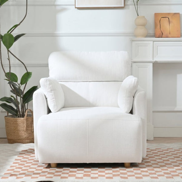 English Elm Oversized Accent Chair with Storage Ottoman Fleece Upholstered Mid-Century Living Room Seat W1028S00068
