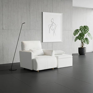 English Elm Oversized Accent Chair with Storage Ottoman Fleece Upholstered Mid-Century Living Room Seat W1028S00068