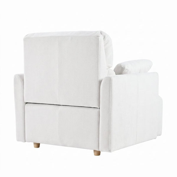 English Elm Oversized Accent Chair with Storage Ottoman Fleece Upholstered Mid-Century Living Room Seat W1028S00068