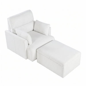 English Elm Oversized Accent Chair with Storage Ottoman Fleece Upholstered Mid-Century Living Room Seat W1028S00068