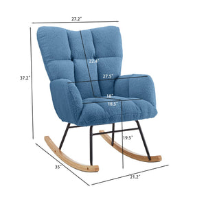 English Elm Glider Chair Tufted Teddy Fabric Ergonomic Rocker with Sturdy Metal Frame for Living Room W1097P480493