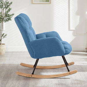 English Elm Glider Chair Tufted Teddy Fabric Ergonomic Rocker with Sturdy Metal Frame for Living Room W1097P480493