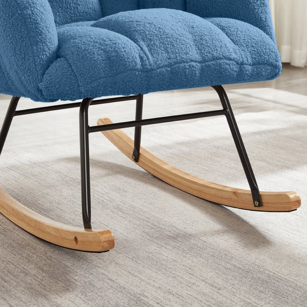 English Elm Glider Chair Tufted Teddy Fabric Ergonomic Rocker with Sturdy Metal Frame for Living Room W1097P480493