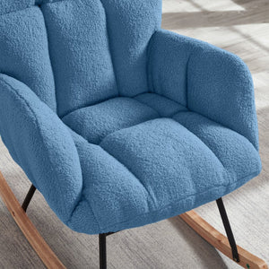 English Elm Glider Chair Tufted Teddy Fabric Ergonomic Rocker with Sturdy Metal Frame for Living Room W1097P480493