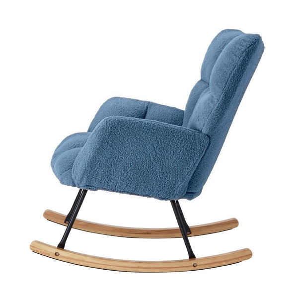 English Elm Glider Chair Tufted Teddy Fabric Ergonomic Rocker with Sturdy Metal Frame for Living Room W1097P480493