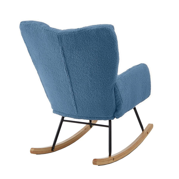 English Elm Glider Chair Tufted Teddy Fabric Ergonomic Rocker with Sturdy Metal Frame for Living Room W1097P480493