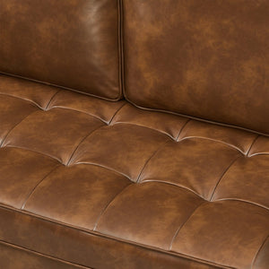 English Elm Classic Tufted Faux Leather Three-seat Sofa with Pocket Spring Cushions for Living Room Brown W1097P491224