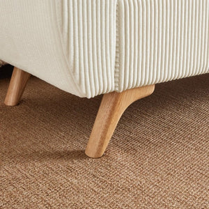 English Elm 57 Inch Corduroy Upholstered Storage Bench with Rubberwood Legs for Bedroom Entryway Beige W1097P510005