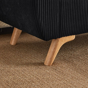 English Elm 57 Inch Corduroy Upholstered Storage Bench with Rubberwood Legs for Bedroom Entryway Black W1097P510006