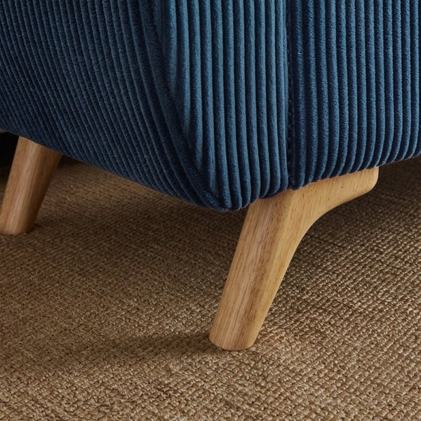 English Elm 57 Inch Corduroy Upholstered Storage Bench with Rubberwood Legs for Bedroom Entryway Blue W1097P510007