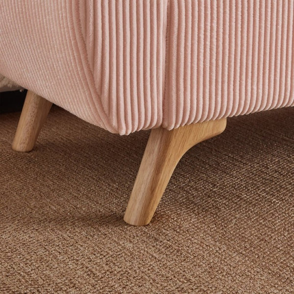 English Elm 57 Inch Corduroy Upholstered Storage Bench with Rubberwood Legs for Bedroom Entryway Pink W1097P510008