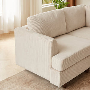 English Elm Modern Corduroy Modular Sectional Sofa Six Seat Sleeper with Free Combination Design Beige W1097S00166
