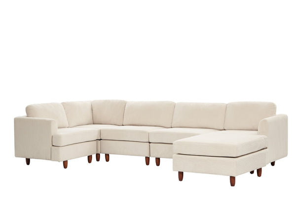 English Elm Modern Corduroy Modular Sectional Sofa Six Seat Sleeper with Free Combination Design Beige W1097S00166