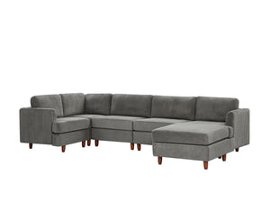 English Elm Modern Corduroy Modular Sectional Sofa Six Seat Sleeper with Free Combination Design Grey W1097S00167