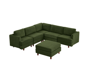 English Elm Modern Corduroy Modular Sectional Sofa Six Seat Convertible Sleeper for Living Room W1097S00168