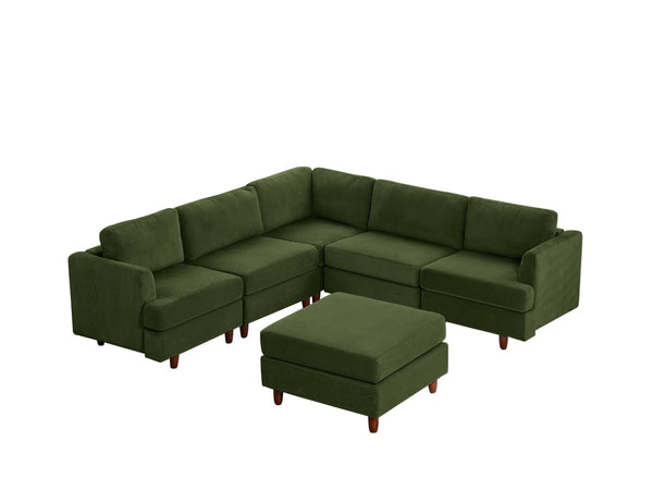 English Elm Modern Corduroy Modular Sectional Sofa Six Seat Convertible Sleeper for Living Room W1097S00168
